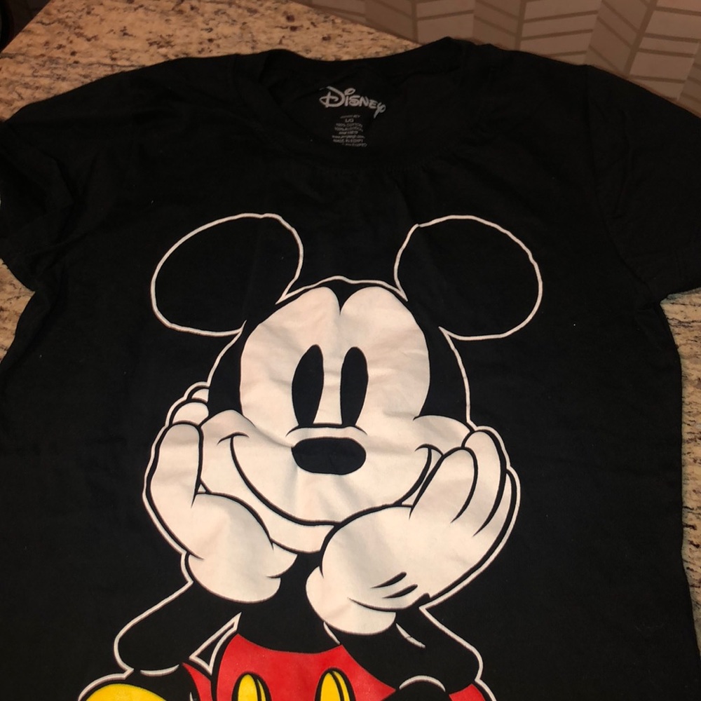A black Mickey Mouse t shirt